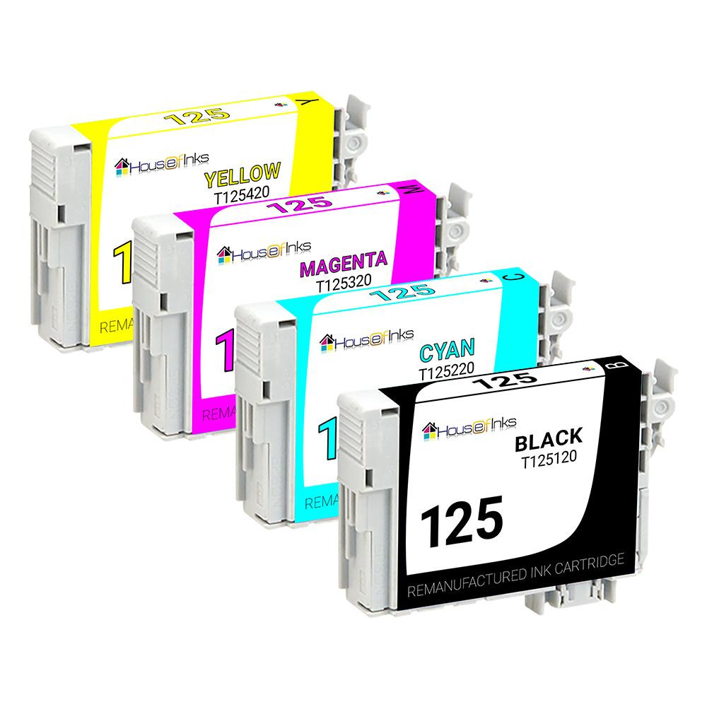 Epson 125 Series Remanufactured Ink Cartridges 4PK (1ea. BCMY) Combo