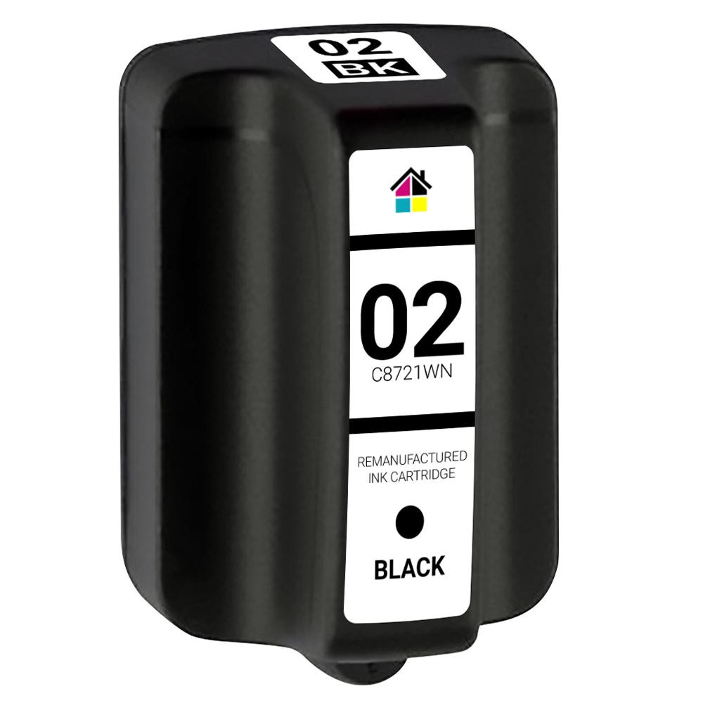 HP 02 (C8721WN) High Yield Black Remanufactured Ink Cartridge