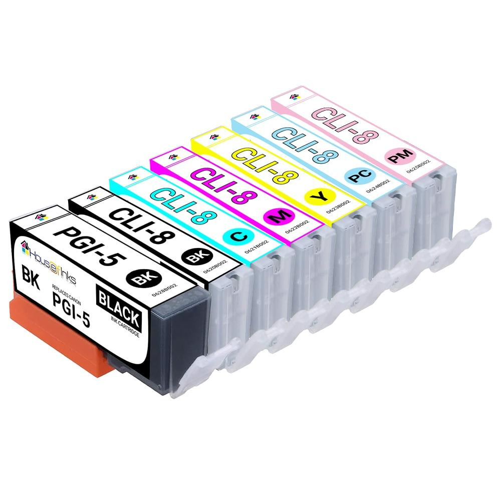 Canon Compatible Ink Cartridge 7PK - PGI5 & 1ea. CLI8 BCMY, Photo Cyan & Magenta