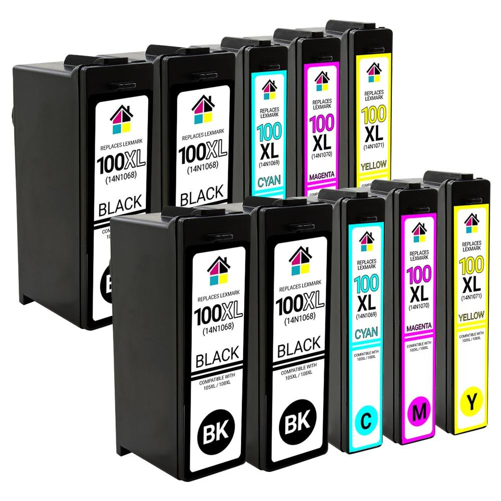Lexmark #100XL High Yield Compatible Ink Cartridges 10PK (4B, 2ea. CMY) Combo