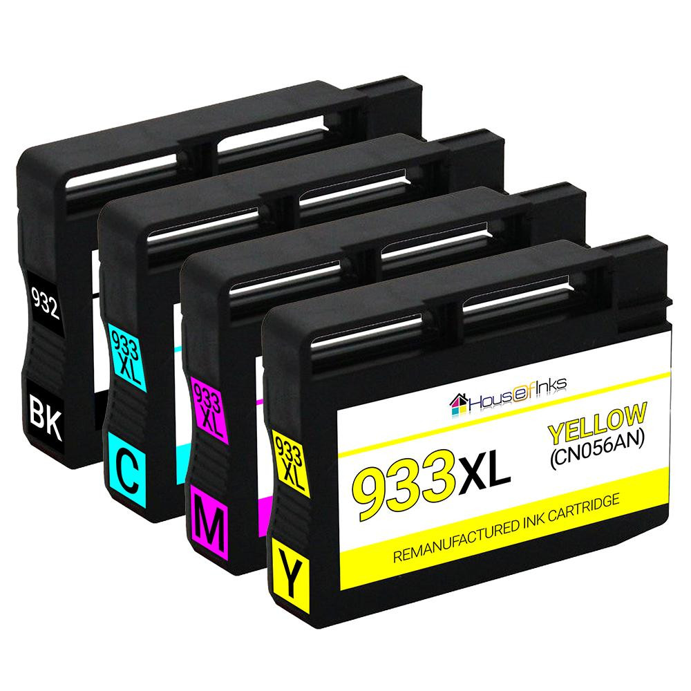 HP 932 & 933XL Remanufactured Ink Cartridges 4PK (1ea. BCMY) Combo