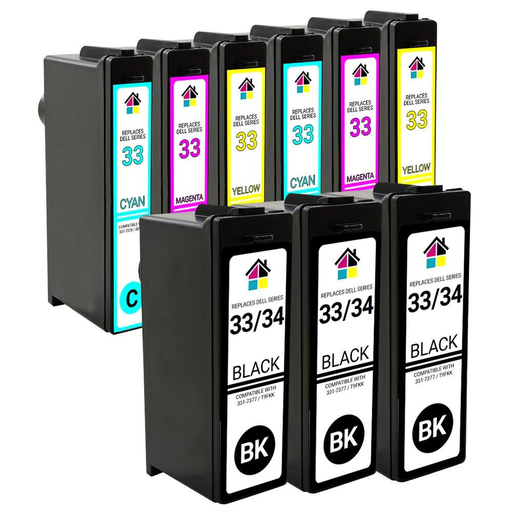 Dell Series 33/34 Extra HY Compatible Ink Cartridges 9PK (3B, 2ea. CMY) Combo