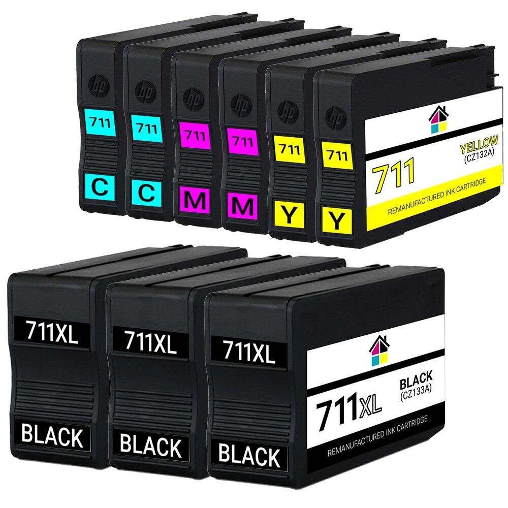 HP 711XL & 711 Remanufactured Ink Cartridges 9PK (3B, 2ea. CMY) Combo