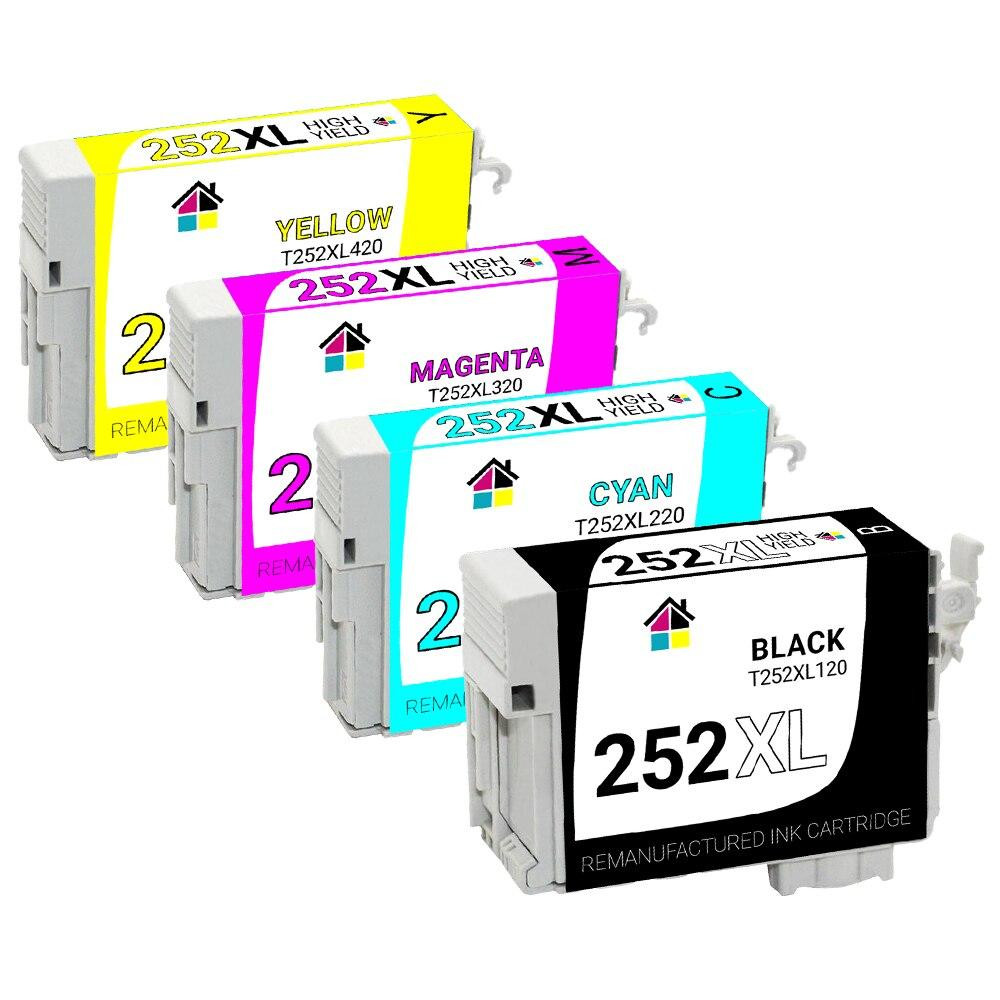 Epson 252XL High Yield Remanufactured Ink Cartridges 4PK (1ea. BCMY) Combo