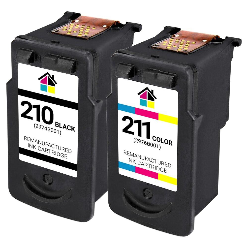 Canon PG210 & CL211 Remanufactured Ink Cartridges 2PK - 1 Black, 1 Color
