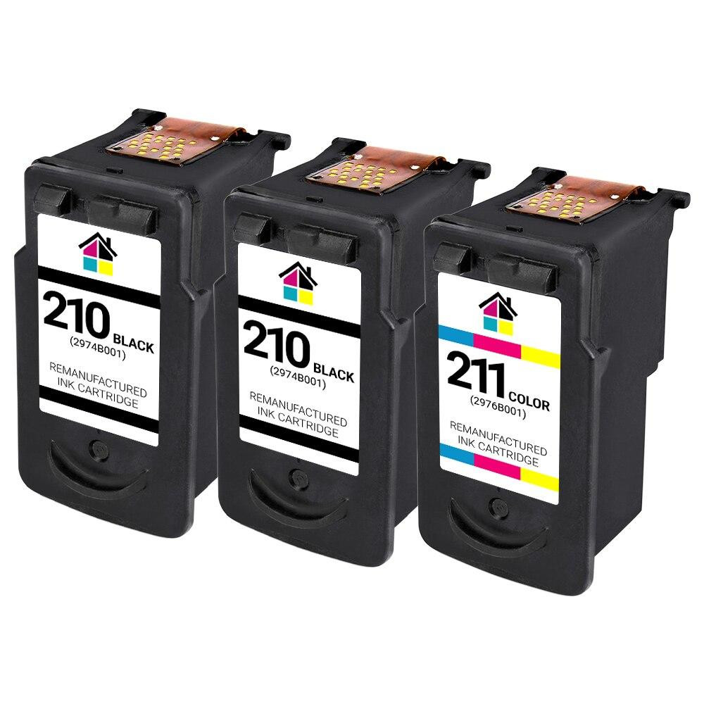 Canon PG210 & CL211 Remanufactured Ink Cartridges 3PK - 2 Black & 1 Color