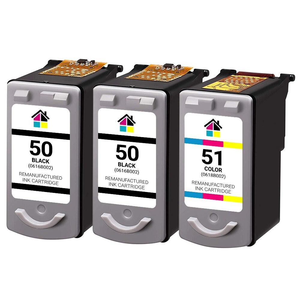 Canon PG-50 & CL-51 Remanufactured Ink Cartridges 3PK - 2 Black, 1 Color