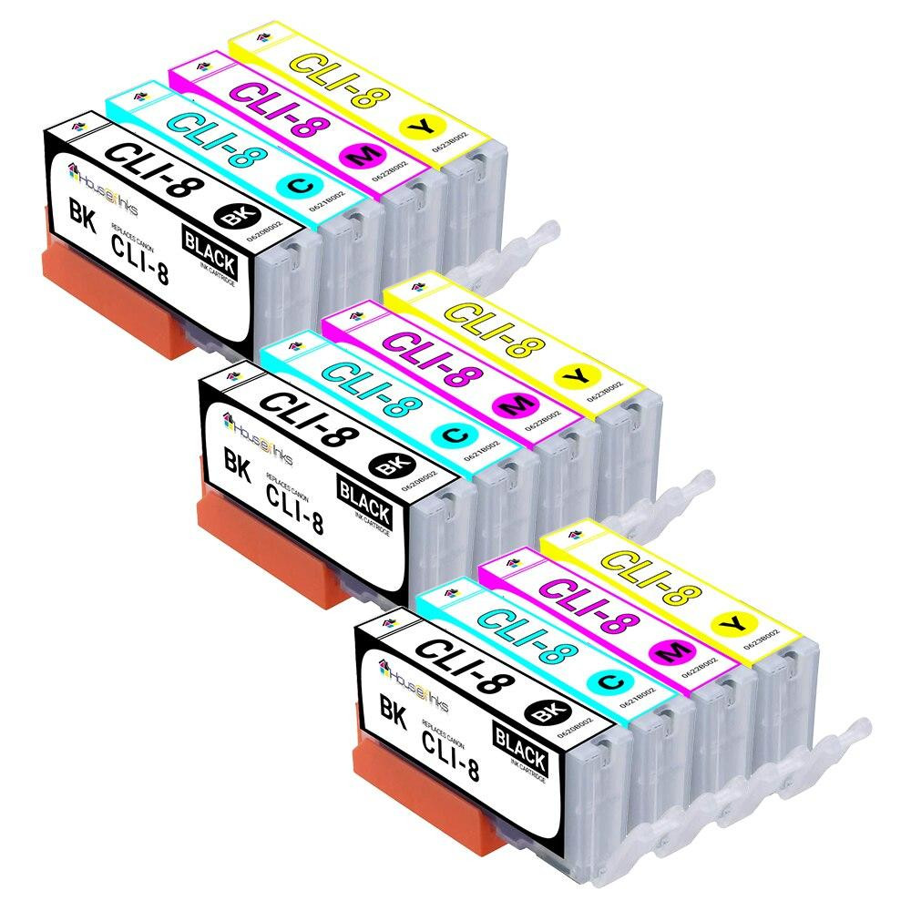 Canon CLI8 Compatible Ink Cartridges 12PK - 3 Black, 3 Cyan, 3 Magenta, 3 Yellow