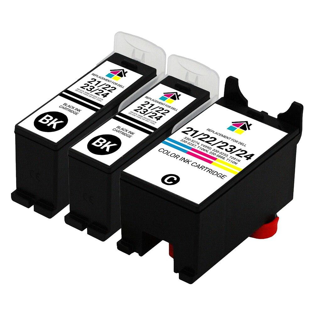 Dell Series 21/22/23/24 HY Compatible Ink Cartridges 3PK - 2B, 1C