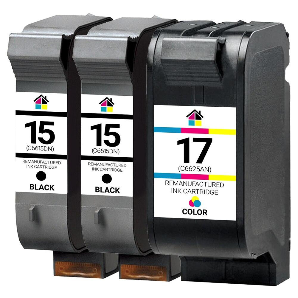 HP 15 & 17 (C6615DN/C6625AN) Remanufactured Ink Cartridges 3PK - 2B, 1C