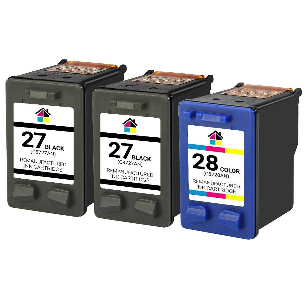 HP 27 & 28 (C8727AN/C8728AN) Remanufactured Ink Cartridges 3PK - 2B, 1C