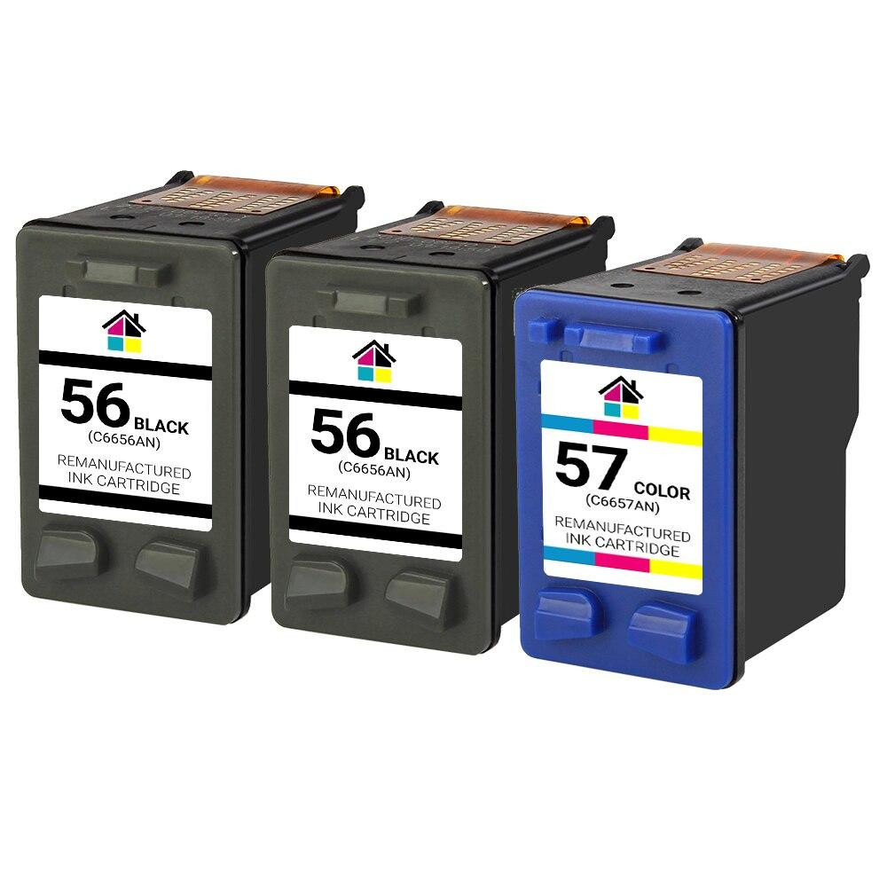 HP 56 & 57 (C6656AN/C6657AN) Remanufactured Ink Cartridges 3PK - 2B, 1C