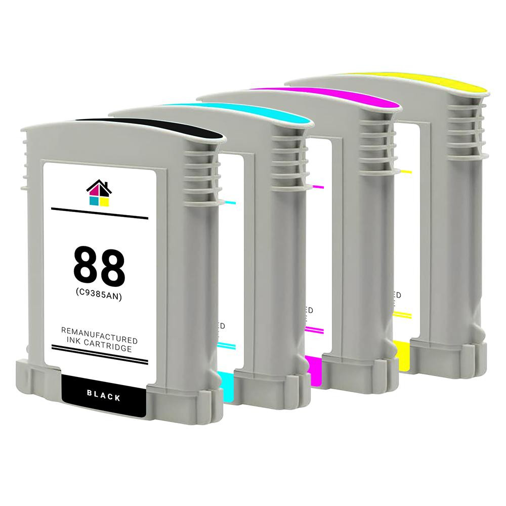 HP High Yield Remanufactured Ink Cartridges 4PK (1ea. BCMY) Combo