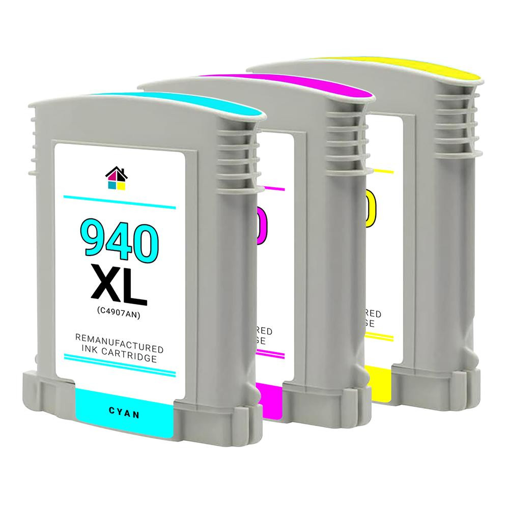 HP 940XL Remanufactured Ink Cartridges 3PK (1ea. CMY) Combo