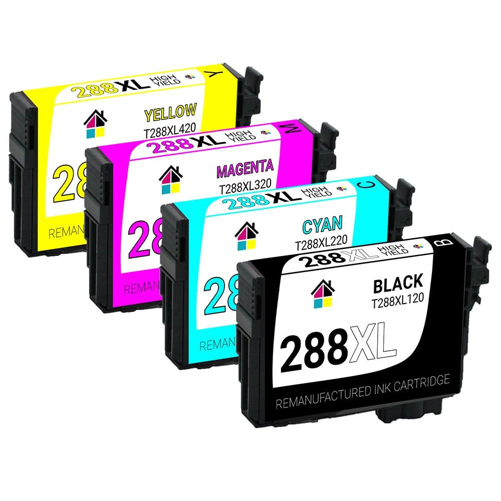 Epson 288XL High Yield Remanufactured Ink Cartridges 4PK (1ea. BCMY) Combo