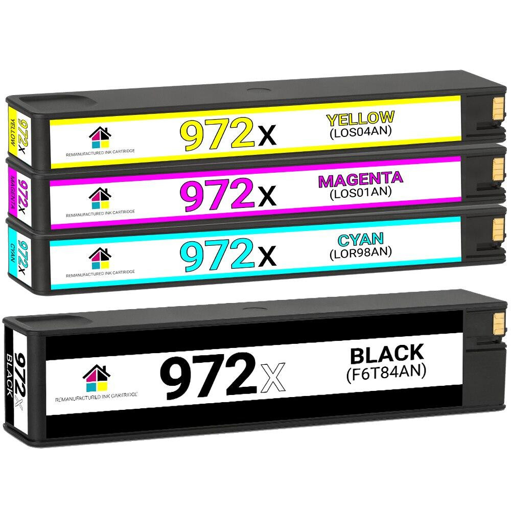HP 972X High Yield Remanufactured Ink Cartridges 4PK (1ea. BCMY) Combo