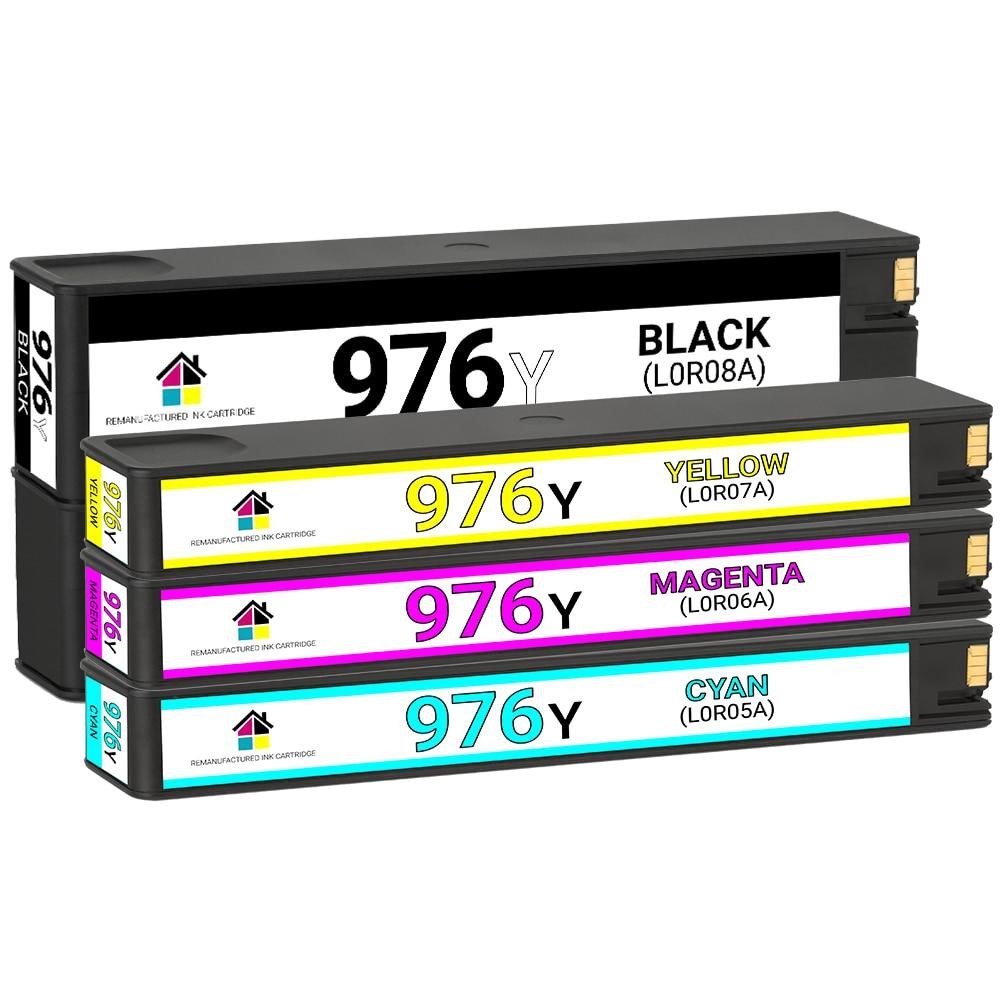 HP 976Y HY Remanufactured Ink Cartridge 4PK - Black, Cyan, Magenta, Yellow