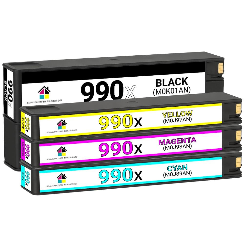 HP 990X Remanufactured Ink Cartridge 4PK - Black, Cyan, Magenta, Yellow