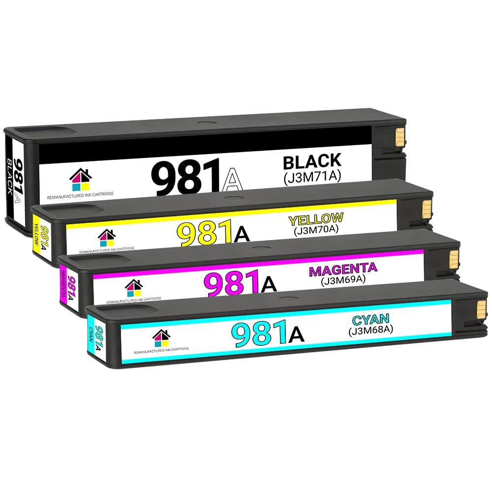 HP 981A Remanufactured Ink Cartridge 4PK - Black, Cyan, Magenta, Yellow