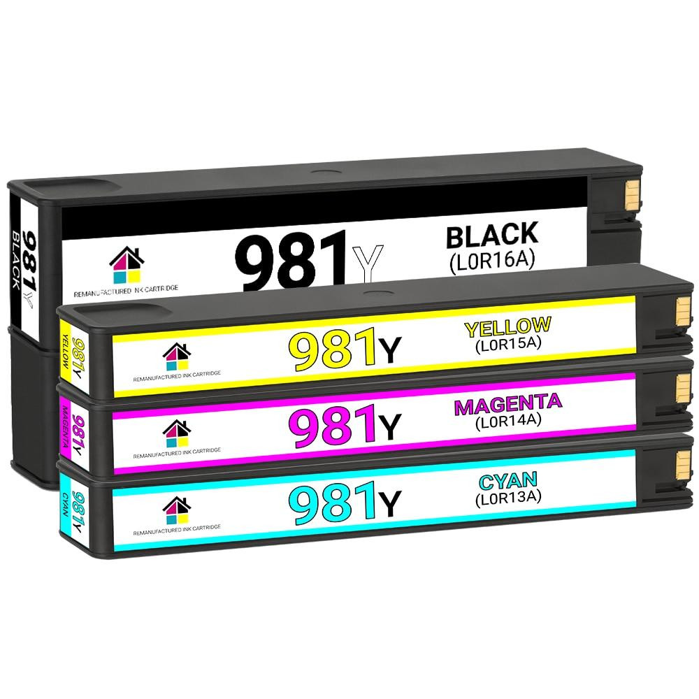 HP 981Y Remanufactured Ink Cartridge 4PK - Black, Cyan, Magenta, Yellow