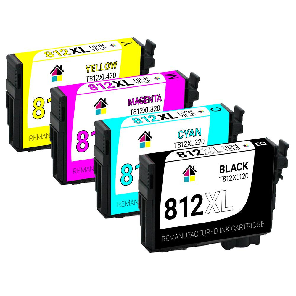 Epson 812XL High Yield Remanufactured Ink Cartridge 4-Piece Combo Pack