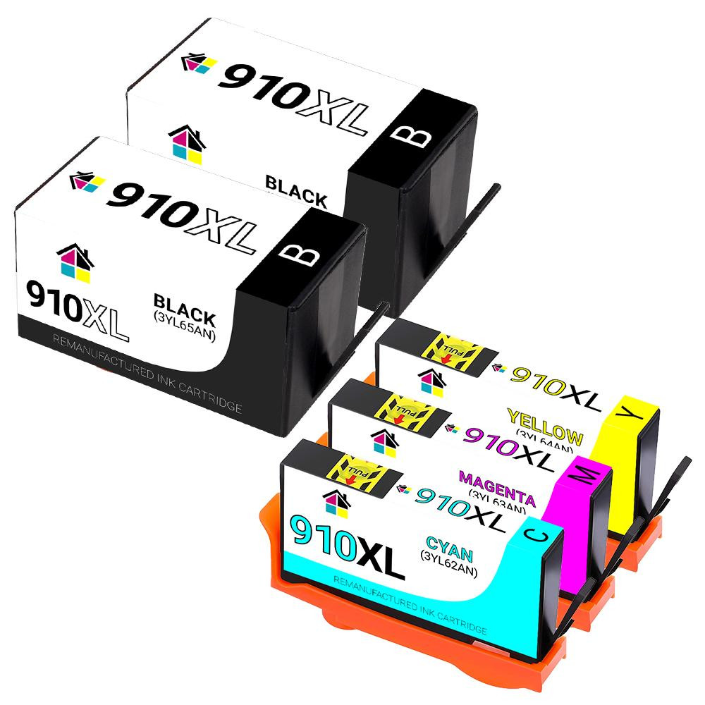 HP 910XL 5-Pack 2B-CMY Remanufactured Ink Cartridge include Reads Ink Level