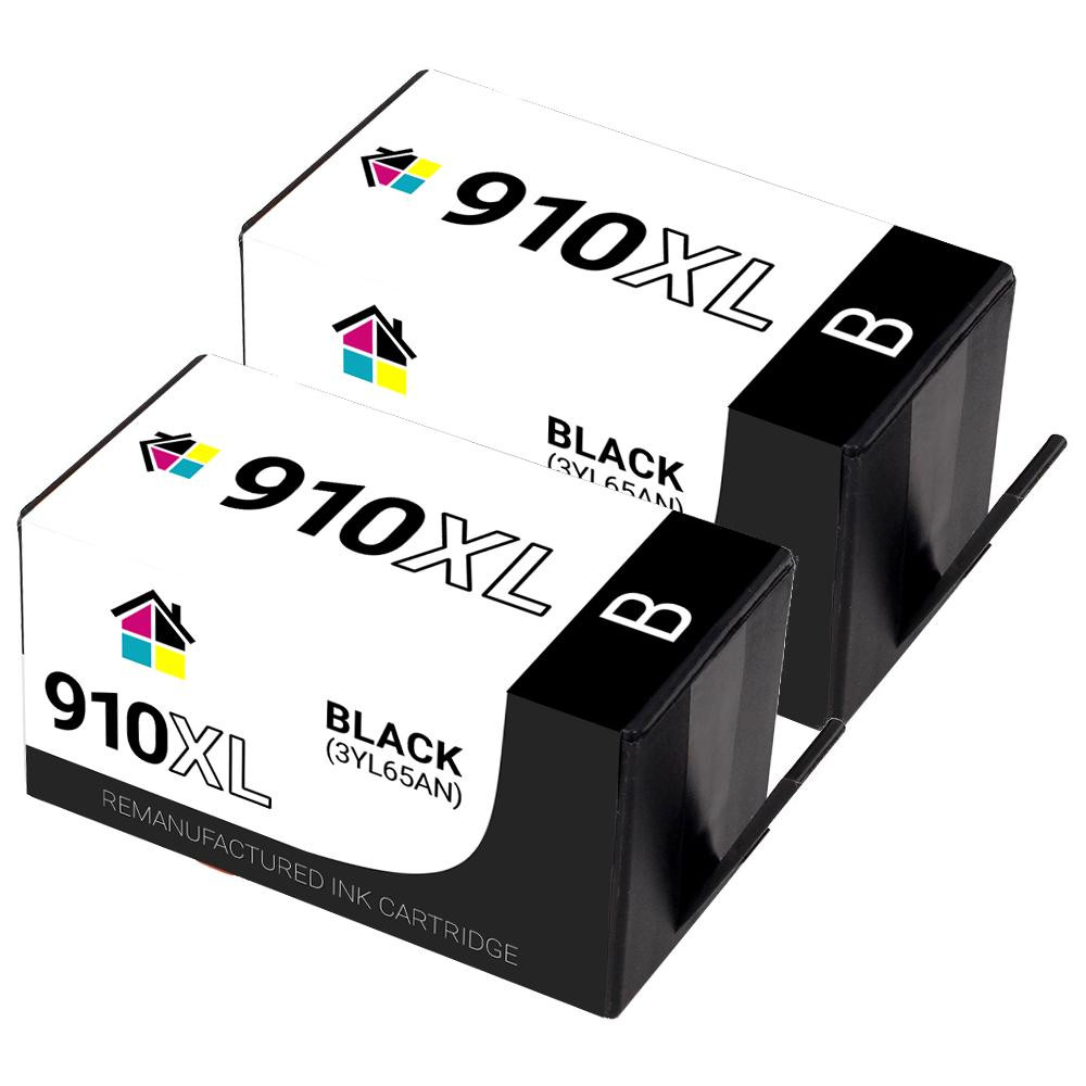 HP 910XL 2 Pack Black Remanufactured Ink Cartridge include Reads Ink Level