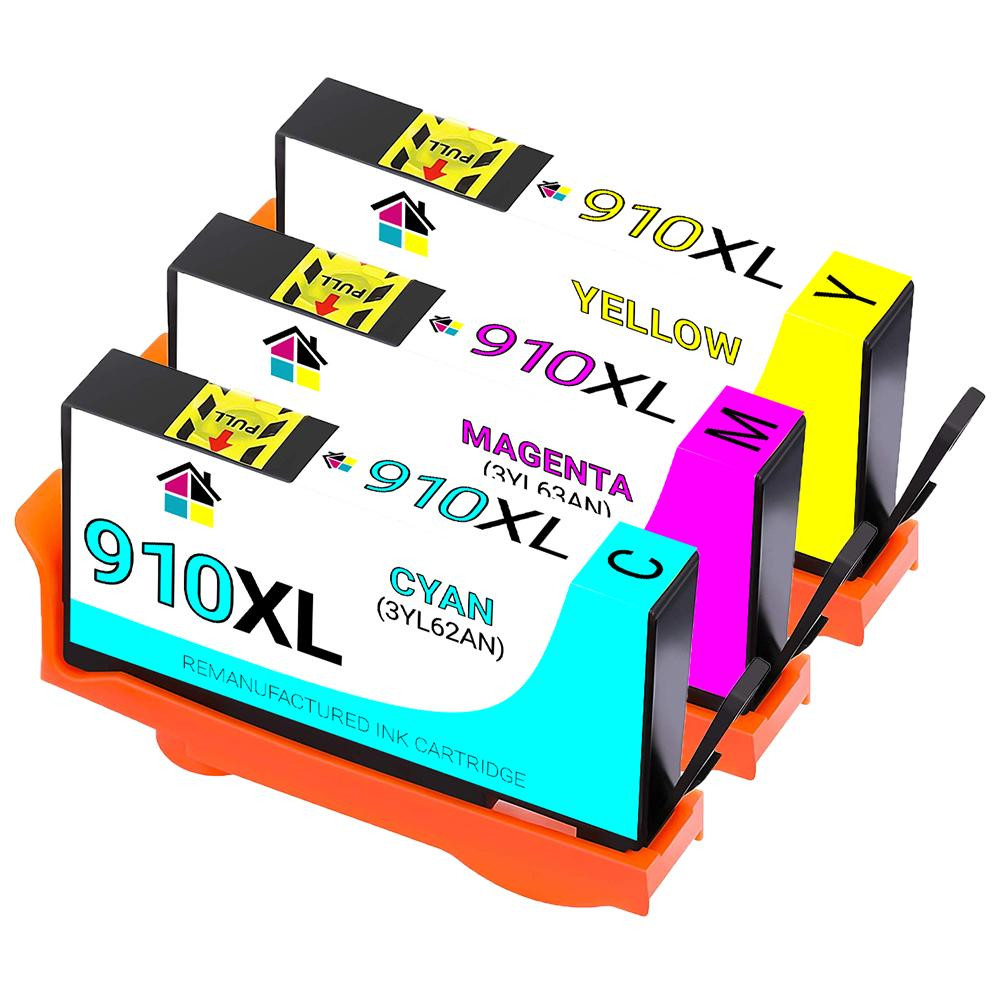HP 910XL 3 Pack CMY Remanufactured Ink Cartridge include Reads Ink Level