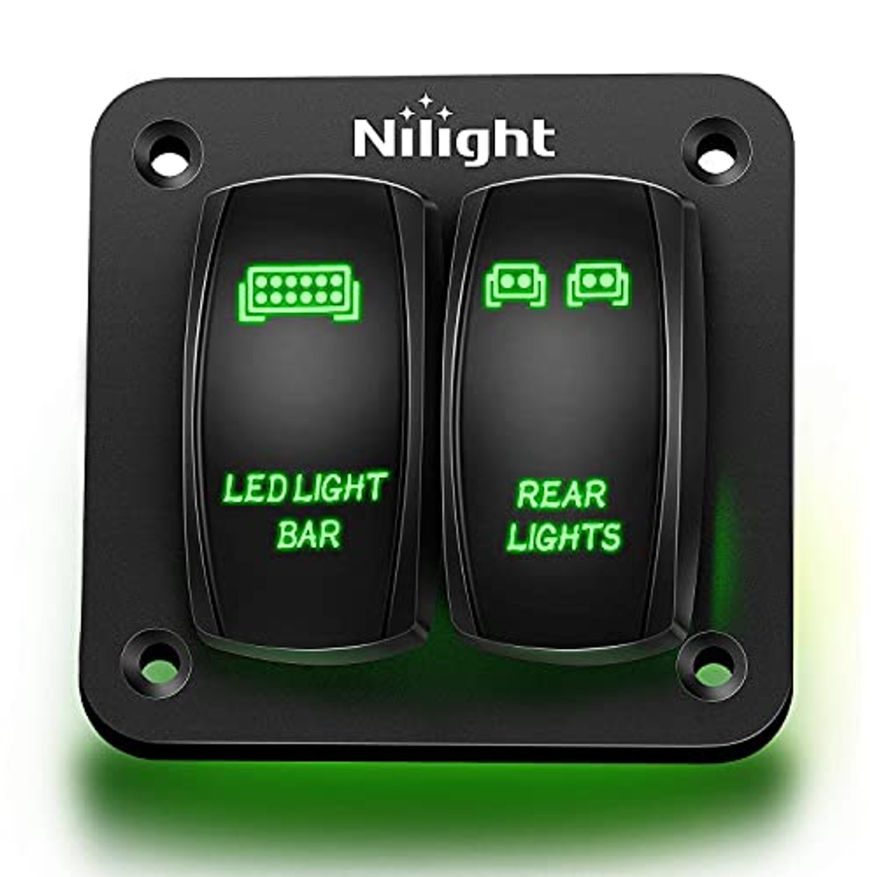 Nilight 2 Gang Rocker Switch Panel LED Light Bar Switch Rear Lights
