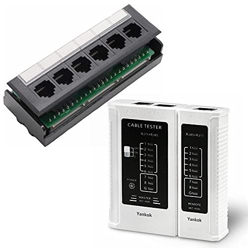 Yankok CAT5-5e 6 Port Patch Panel with RJ45 RJ12 RJ11 Network Cable ...