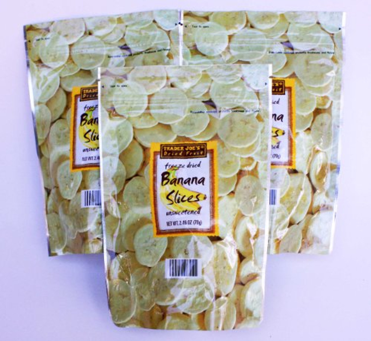 Trader Joe's Freeze Dried Banana Slices Unsweetened 2.26oz 3 PACK