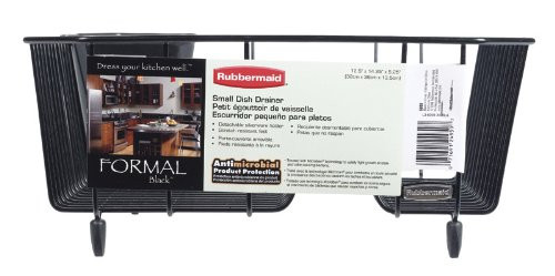 Rubbermaid 6008ARBLA Black Twin Sink Dish Drainer Famous Microgreens