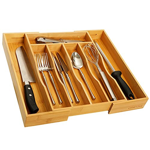 Bamboo Kitchen Drawer Organizer-Expandable Silverware Tray for Drawer ...