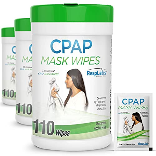RespLabs CPAP Mask Wipes 3X 110 Pack Bottle AlcoholFree Unscented