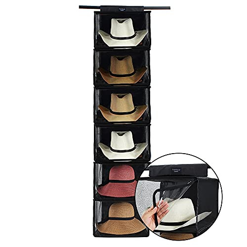 Cowboy Hat Rack for Closets by TreeHouse London XL 6 Shelf Cap Organizer with Dust Cover