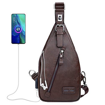 Alena Culian Sling Bag Men Leather Chest Bag Travel Sport Crossbody Shoulder Bag Daypack Backpacks -fashion brown-