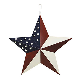 Attraction Design Patriotic Metal Barn Star Wall Decor, 16.5in Hanging Country Rustic Metal Star July of 4th Old Glory American Flag Barn Star -M-Stars-