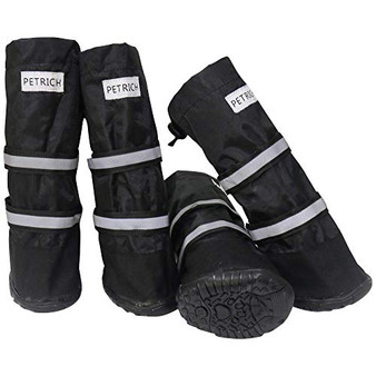 URBEST Dog Shoes Waterproof Dog Boots Warm Lining Nonslip Rubber Sole for Snow Winter -S Black-