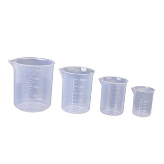 menolana 50/150/250/500ml Transparent Plastic Lab Graduated Beaker Measuring Cup