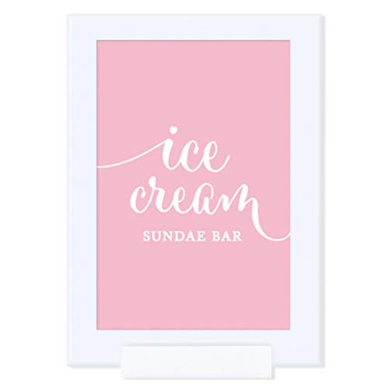 Andaz Press Wedding Framed Party Signs, Blush Pink, 4x6-inch, Ice Cream Sundae Bar Reception Dessert Table Sign, 1-Pack, Includes Frame