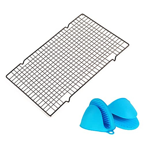Wire Cooling Racks for Cooking and Baking 10''x16'' 1 Piece with 1 Pair Silicone Oven Mitts