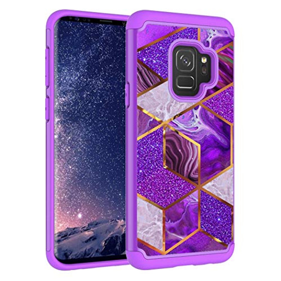 Vavies Case for Galaxy S9 Samsung S9 Phone Case for Girls Women Shock Absorption Dual Layer Heavy Duty Protective Cover Rugged Cases for Samsung Galaxy S9 -Purple-Marble-
