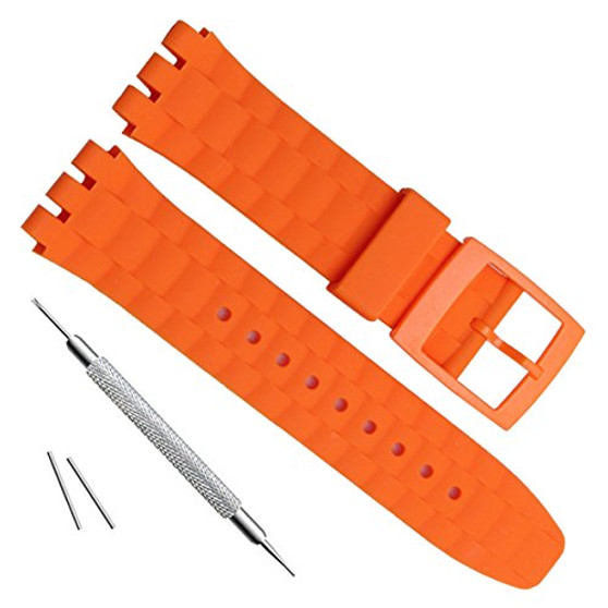 21mm Replacement Waterproof Silicone Rubber Watch Strap Watch Band -Orange-