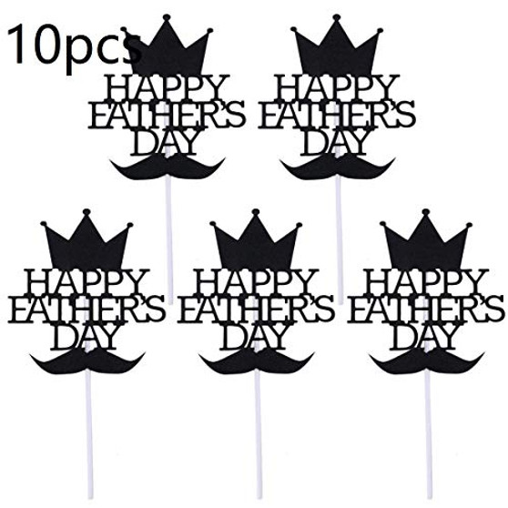 10pcs Happy Father's Day Cake Toppers Cupcake Toppers for Father's Day Festival Party Cupcake Decorations - Crown