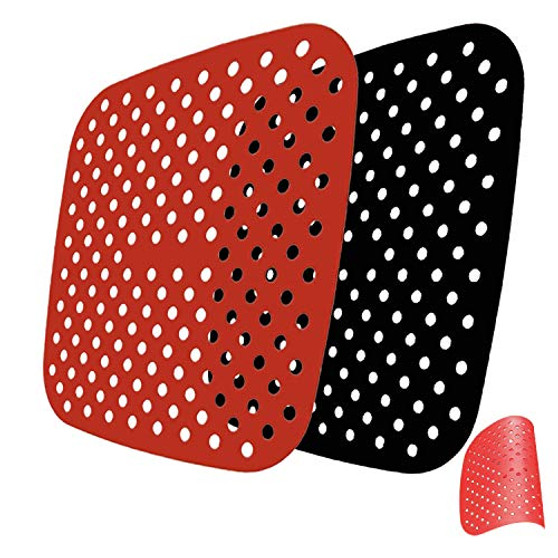 KGPLOME Reusable Air Fryer Liners Fit for Cosori NuWave Chefman Dash 3.7 QT Air Fryers Non-Stick Silicone Air Fryer Basket Mats AccessoriesFood Silicone - 2 Pack -7.87 InchSquare-