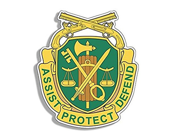 US Military Police Crest ASSIST PROTECT DEFEND Shaped Sticker -army mp cop-- Sticker Graphic Decal