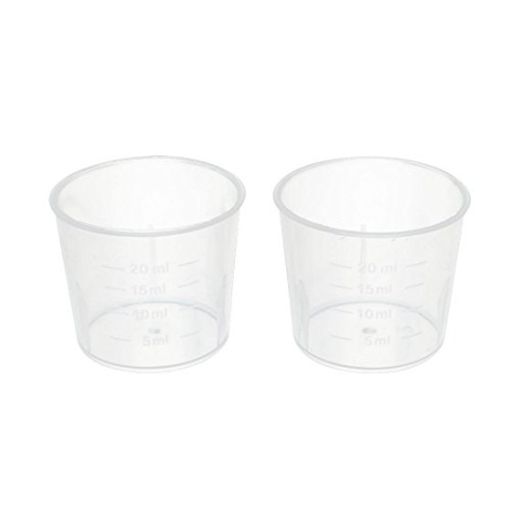 Aexit 2 Pcs Measuring Tools  and  Scales 20mL School Laboratory Transparent Plastic Liquid Container Measuring Cups Cup Beaker