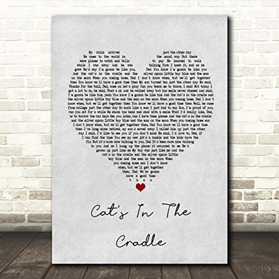 Cat's in The Cradle Grey Heart Song Lyric Print