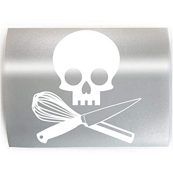 SKULL CHEF TOOLS #2 - PICK COLOR  and  SIZE - Chef Cook Knife Baker Vinyl Decal Sticker A