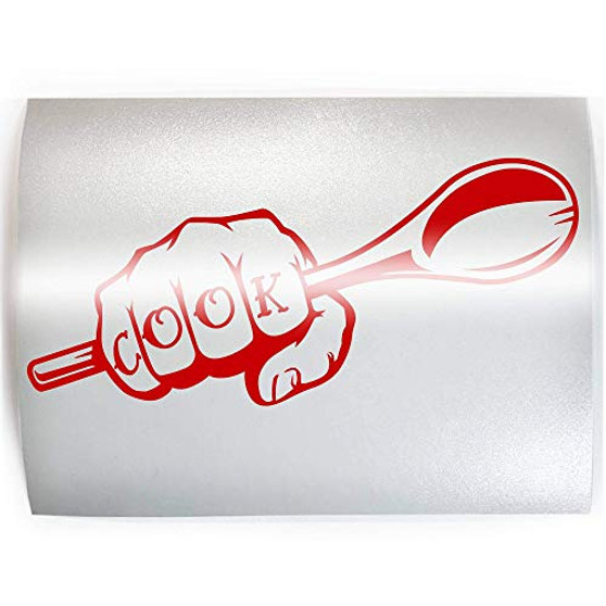 COOK FIST SPOON - PICK COLOR  and  SIZE - Tattoo Chef Baker Vinyl Decal Sticker D